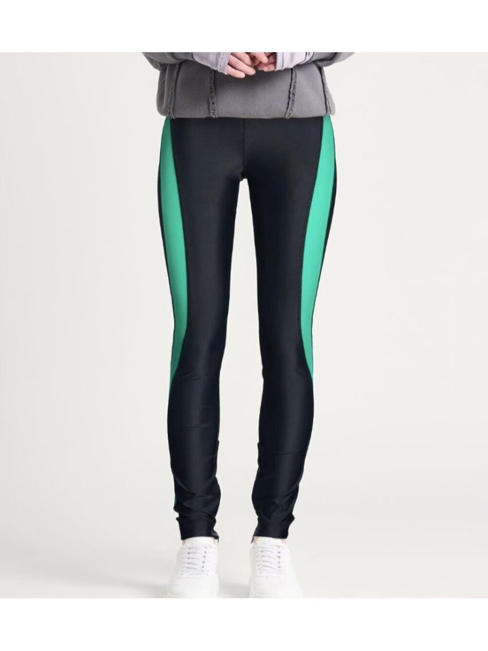 GANNI Athletic Stretch Zip Leggings Black Green ( 34 / S )